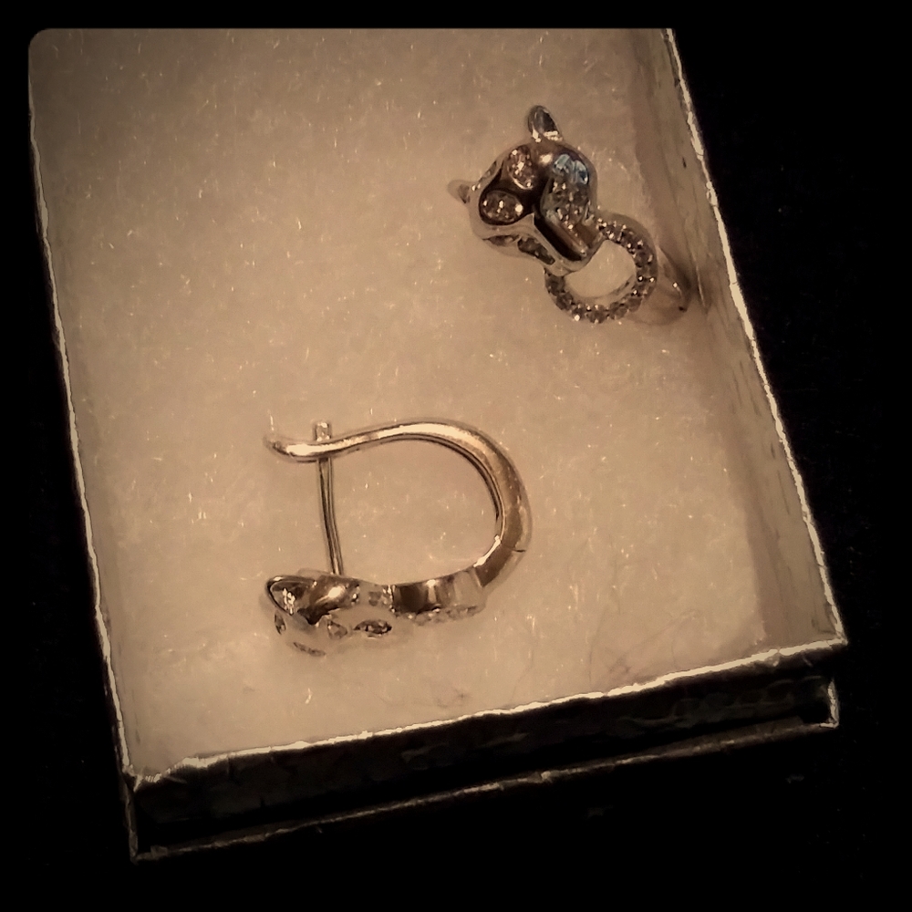 "PANTHER FACE" EARRINGS- 925 SILVER